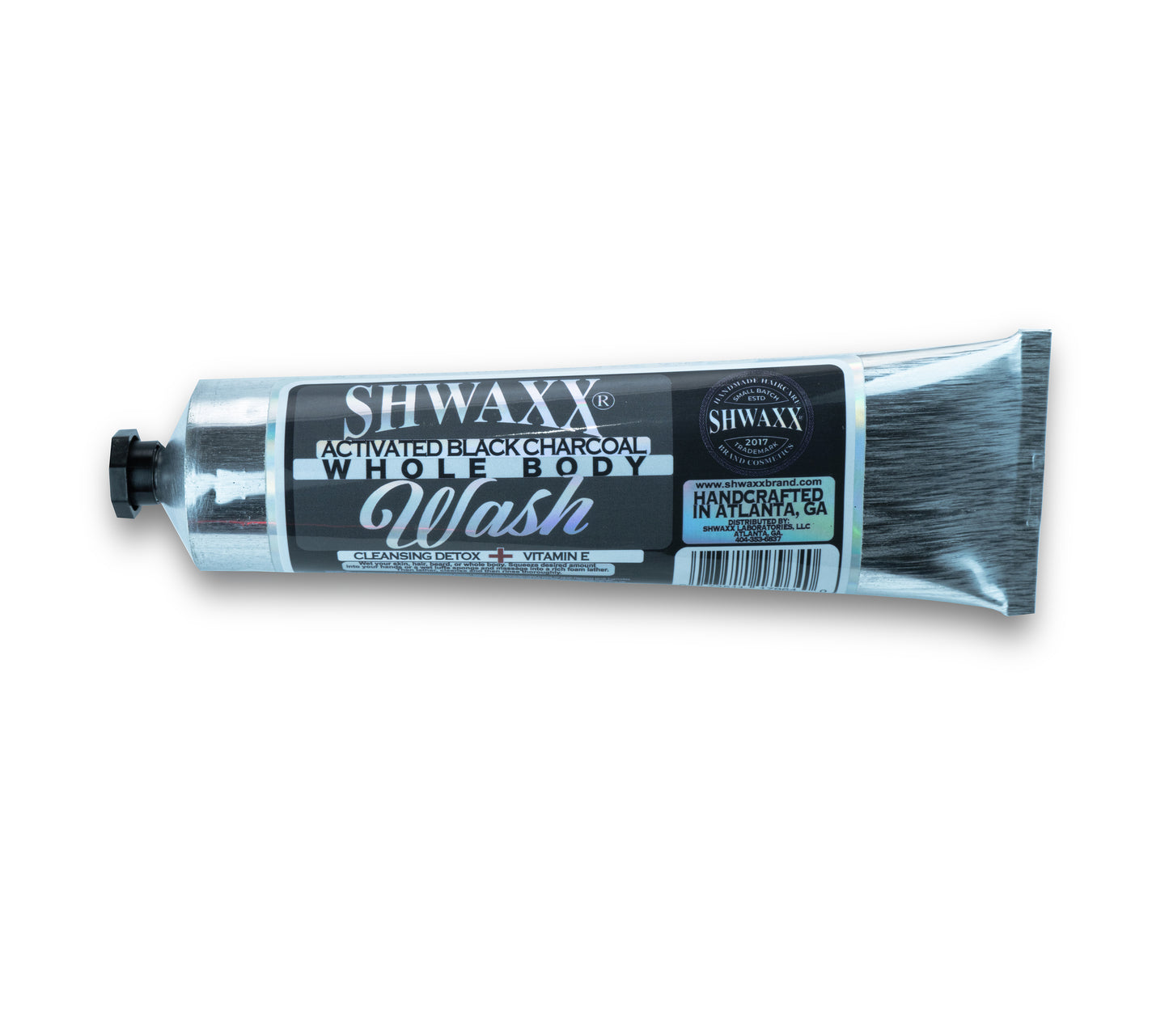 Shwaxx Activated Black Charcoal Whole Body Wash | Cleansing Detox + Hyaluronic Acid | 5.2 oz